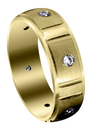 Yellow Gold Diamond Mens Wedding Band | 0.3 Carats | Satin Finish (Gideon)