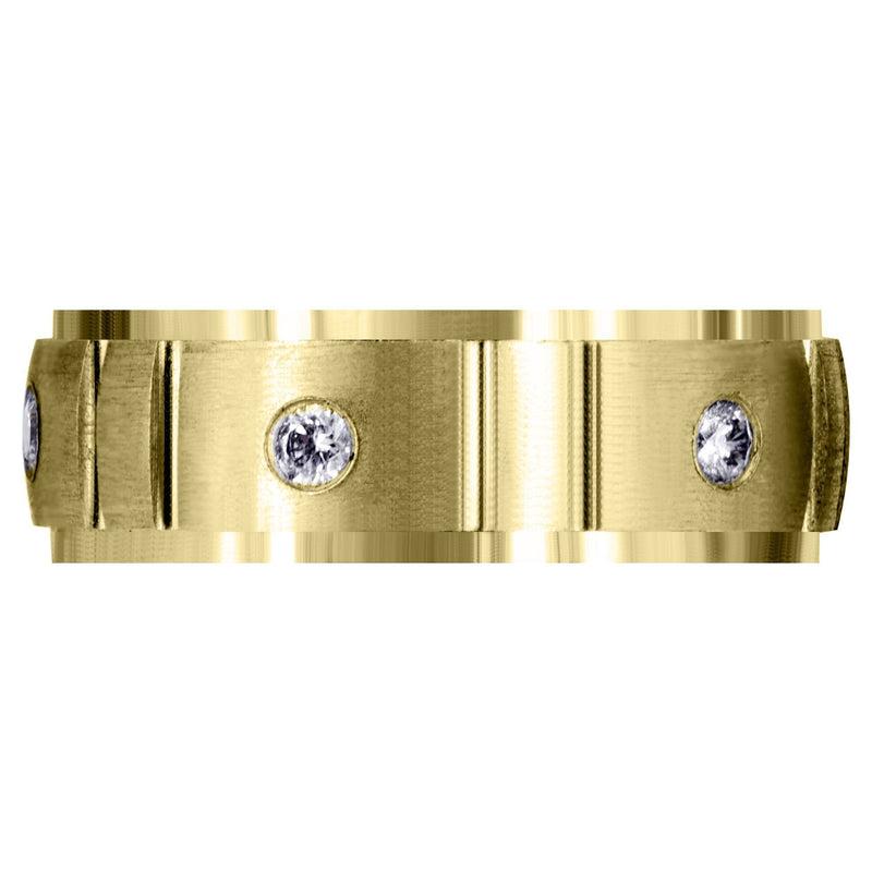 Yellow Gold Diamond Mens Wedding Band | 0.3 Carats | Satin Finish (Gideon)