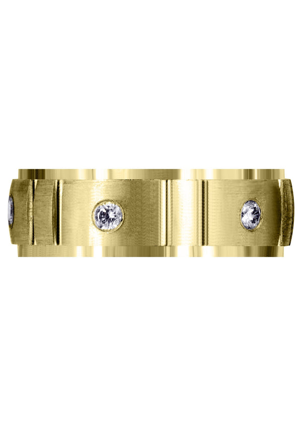 Yellow Gold Diamond Mens Wedding Band | 0.3 Carats | Satin Finish (Gideon)