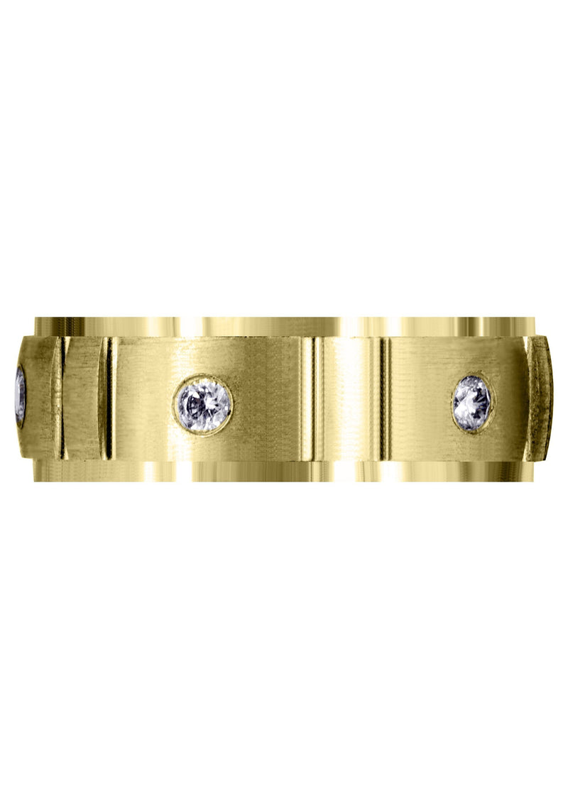 Yellow Gold Diamond Mens Wedding Band | 0.3 Carats | Satin Finish (Gideon)