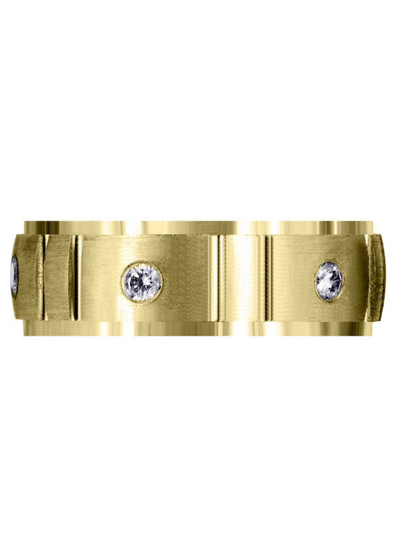 Yellow Gold Diamond Mens Wedding Band | 0.3 Carats | Satin Finish (Gideon)