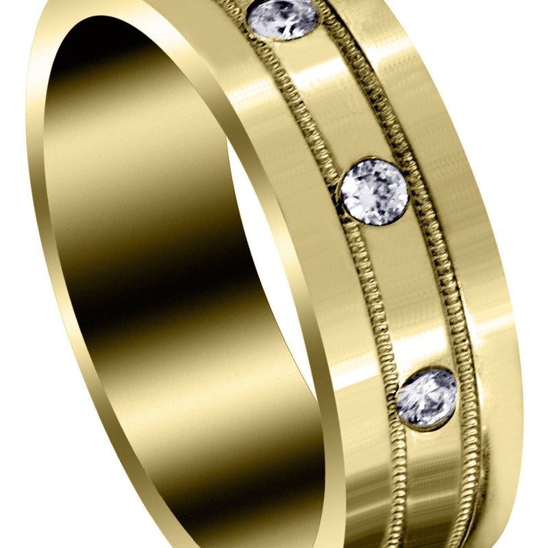 Yellow Gold Classic Diamond Mens Wedding Band | 0.12 Carats (Emiliano)