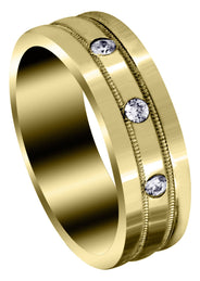 Yellow Gold Classic Diamond Mens Wedding Band | 0.12 Carats (Emiliano)