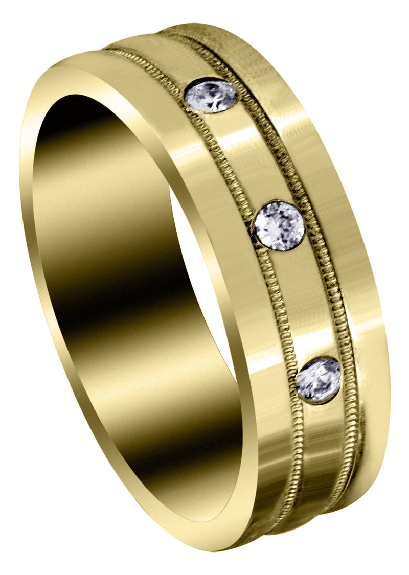 Yellow Gold Classic Diamond Mens Wedding Band | 0.12 Carats (Emiliano)