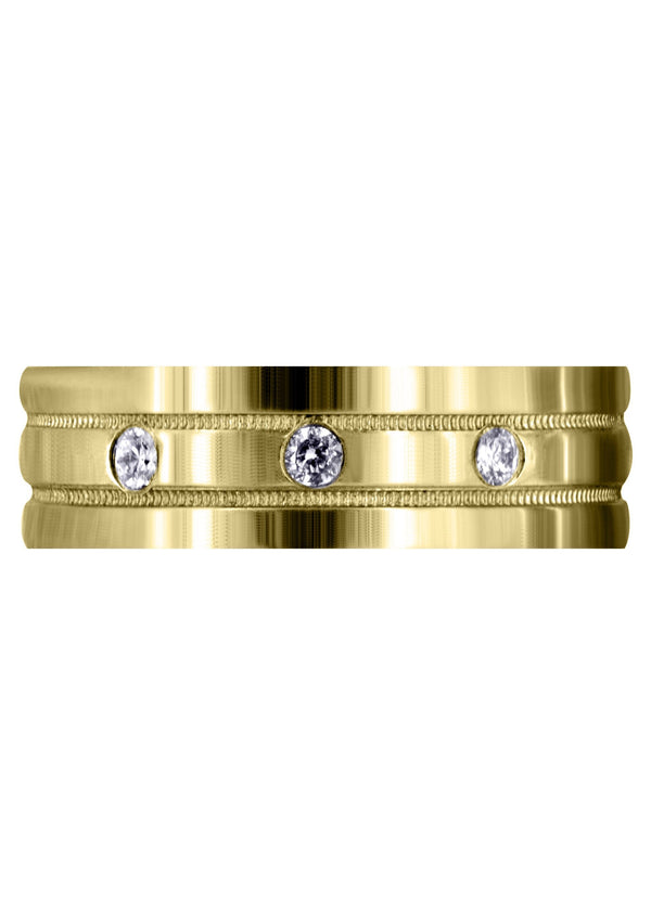 Yellow Gold Classic Diamond Mens Wedding Band | 0.12 Carats (Emiliano)