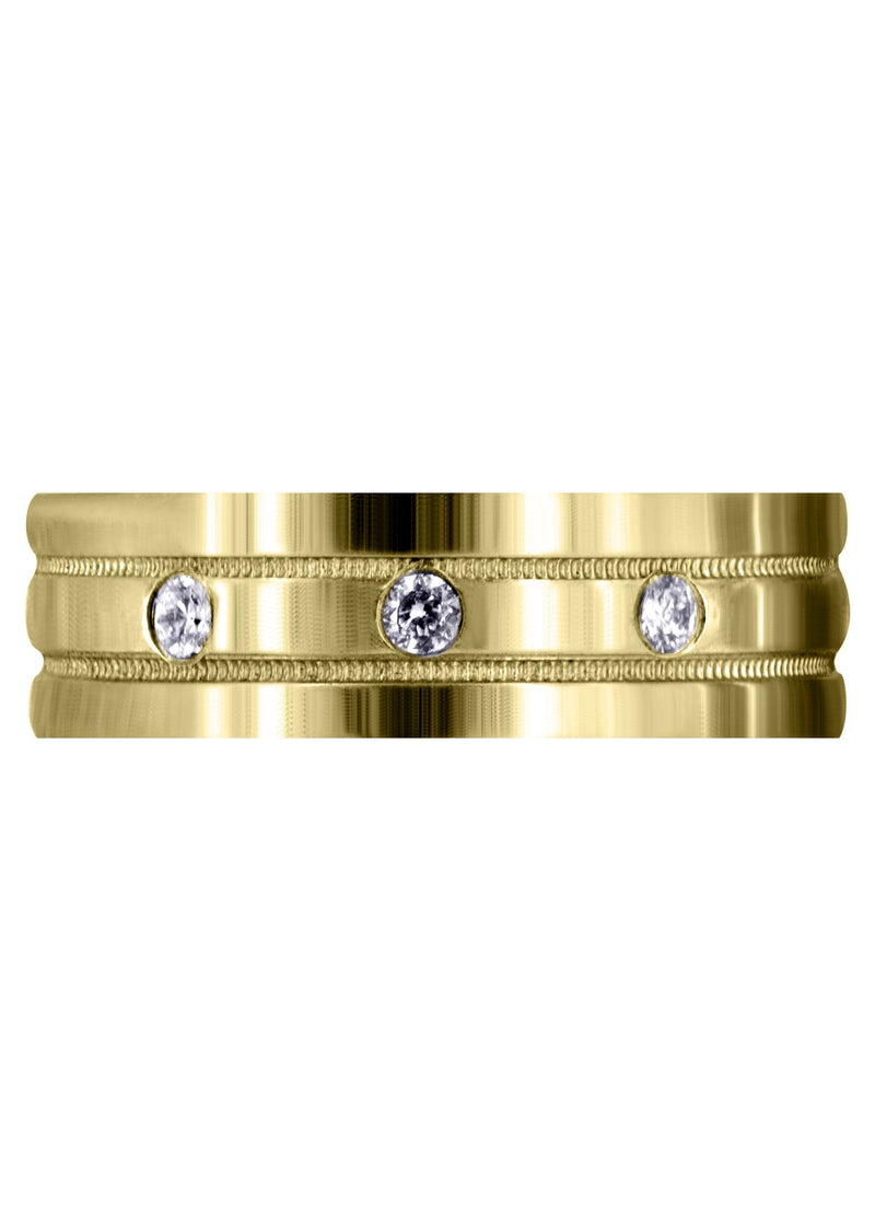 Yellow Gold Classic Diamond Mens Wedding Band | 0.12 Carats (Emiliano)