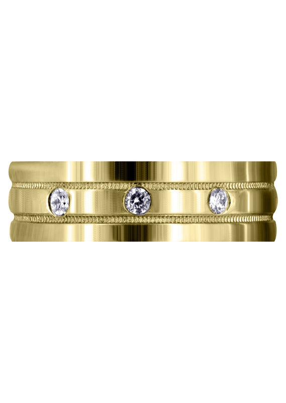 Yellow Gold Classic Diamond Mens Wedding Band | 0.12 Carats (Emiliano)