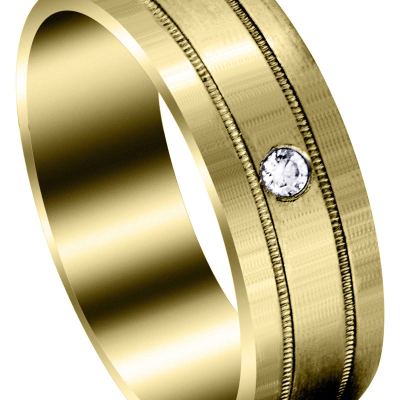 Yellow Gold Classic Diamond Mens Wedding Band | 0.04 Carats (Paxton)