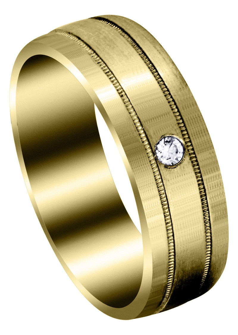 Yellow Gold Classic Diamond Mens Wedding Band | 0.04 Carats (Paxton)
