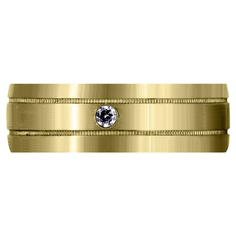 Yellow Gold Classic Diamond Mens Wedding Band | 0.04 Carats (Paxton)