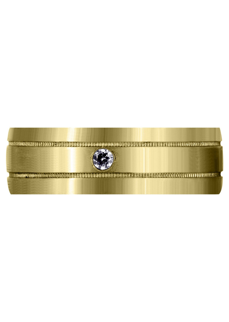 Yellow Gold Classic Diamond Mens Wedding Band | 0.04 Carats (Paxton)