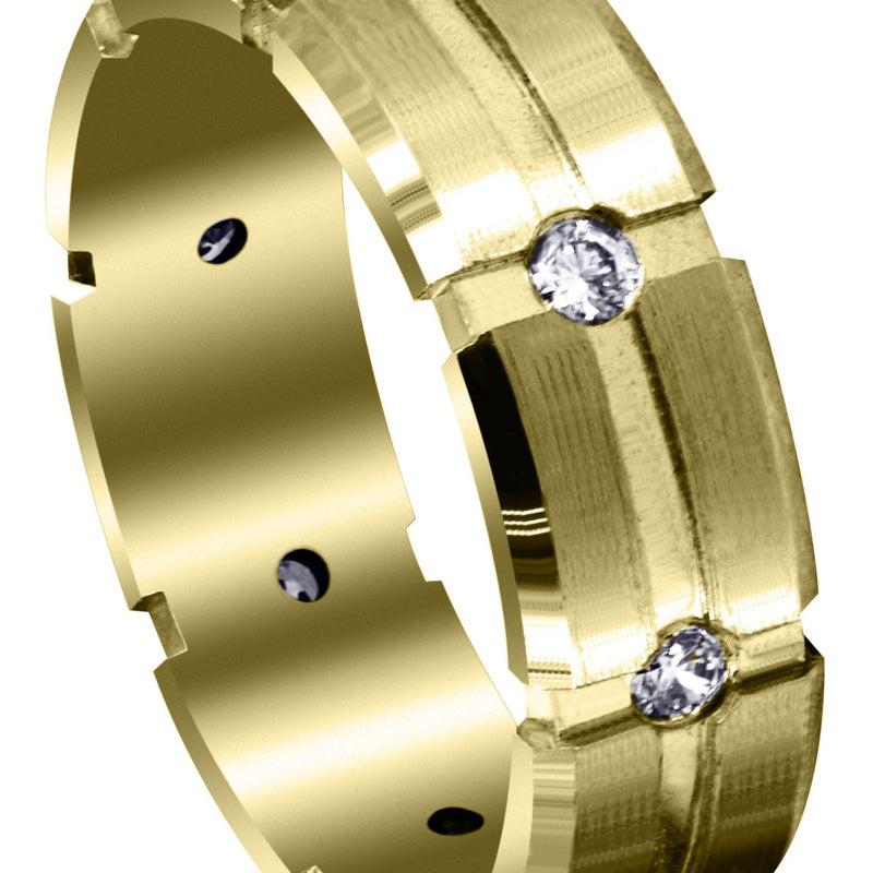 Yellow Gold Classic Diamond Mens Wedding Band | 0.4 Carats (Andres)