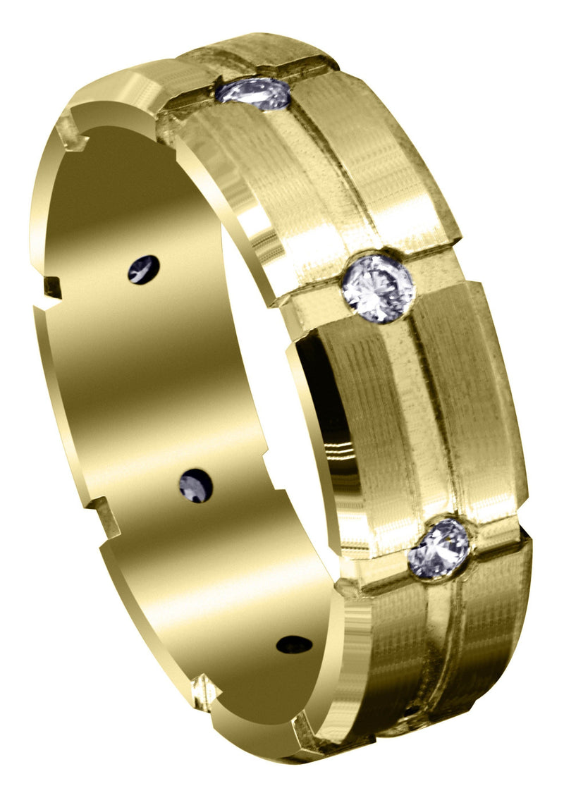 Yellow Gold Classic Diamond Mens Wedding Band | 0.4 Carats (Andres)