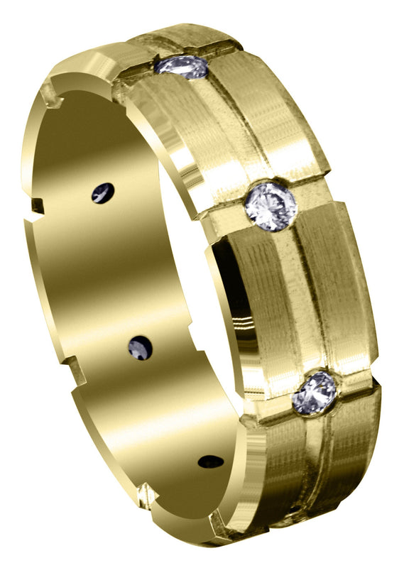 Yellow Gold Classic Diamond Mens Wedding Band | 0.4 Carats (Andres)