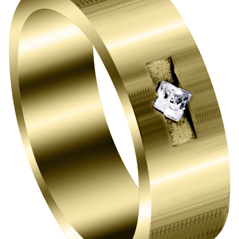 Yellow Gold Classic Diamond Mens Wedding Band | 0.1 Carats (Javier)