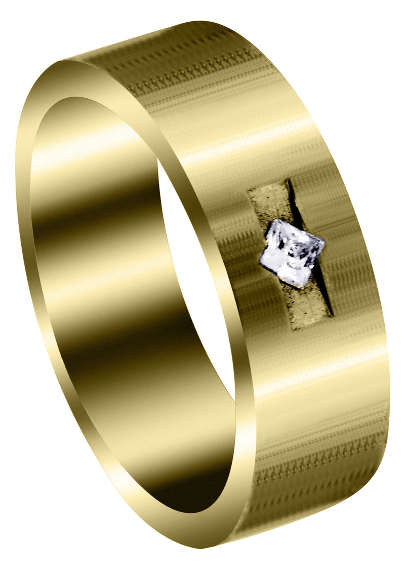 Yellow Gold Classic Diamond Mens Wedding Band | 0.1 Carats (Javier)