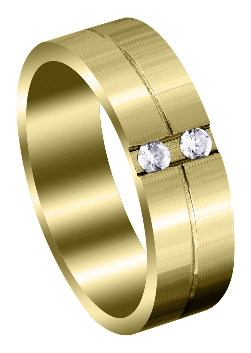 Yellow Gold Classic Diamond Mens Wedding Band | 0.12 Carats (Jorge)