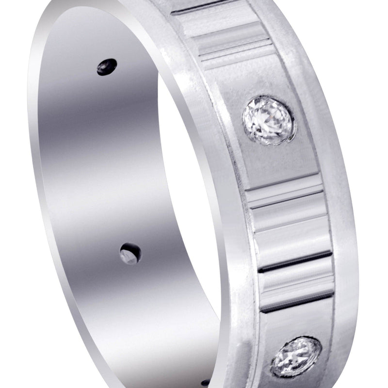 Diamond Mens Wedding Band | 0.3 Carats | Satin Finish (Reed)