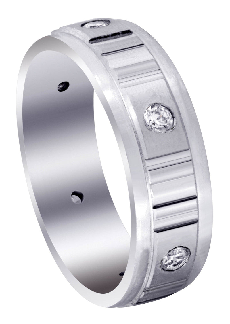 Diamond Mens Wedding Band | 0.3 Carats | Satin Finish (Reed)