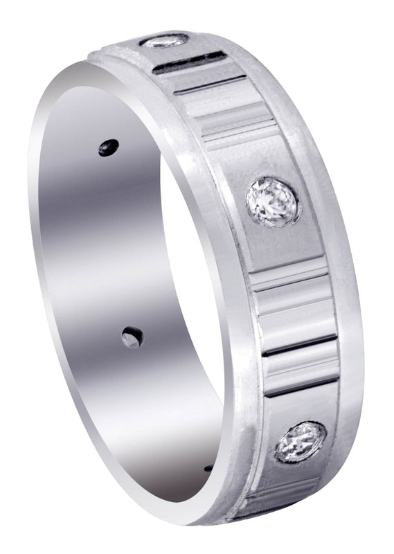 Diamond Mens Wedding Band | 0.3 Carats | Satin Finish (Reed)