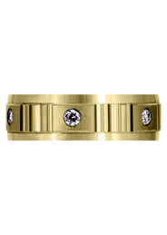 Yellow Gold Diamond Mens Wedding Band | 0.3 Carats | Satin Finish (Reed)