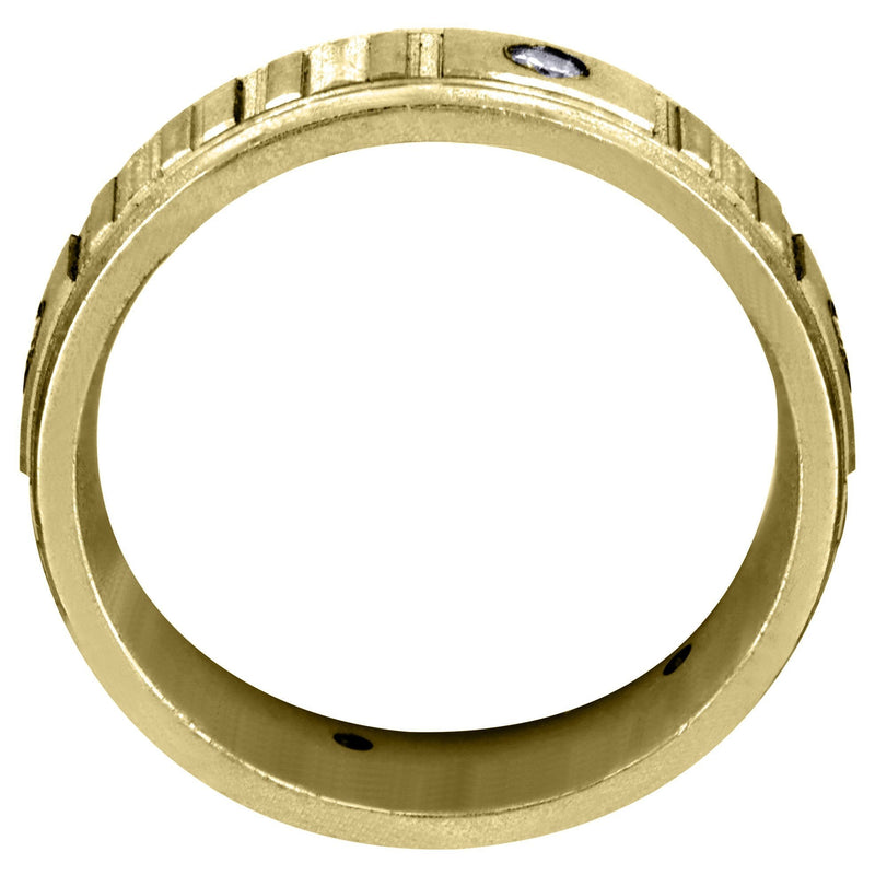 Yellow Gold Diamond Mens Wedding Band | 0.3 Carats | Satin Finish (Reed)