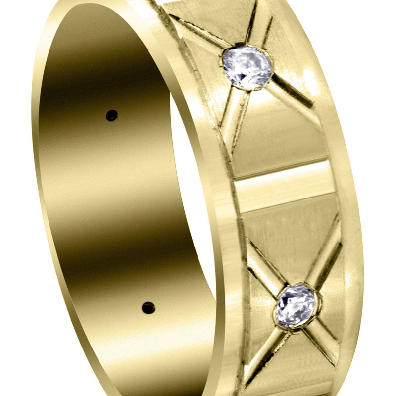 Yellow Gold Diamond Mens Wedding Band | 0.3 Carats | Satin Finish (Enzo)