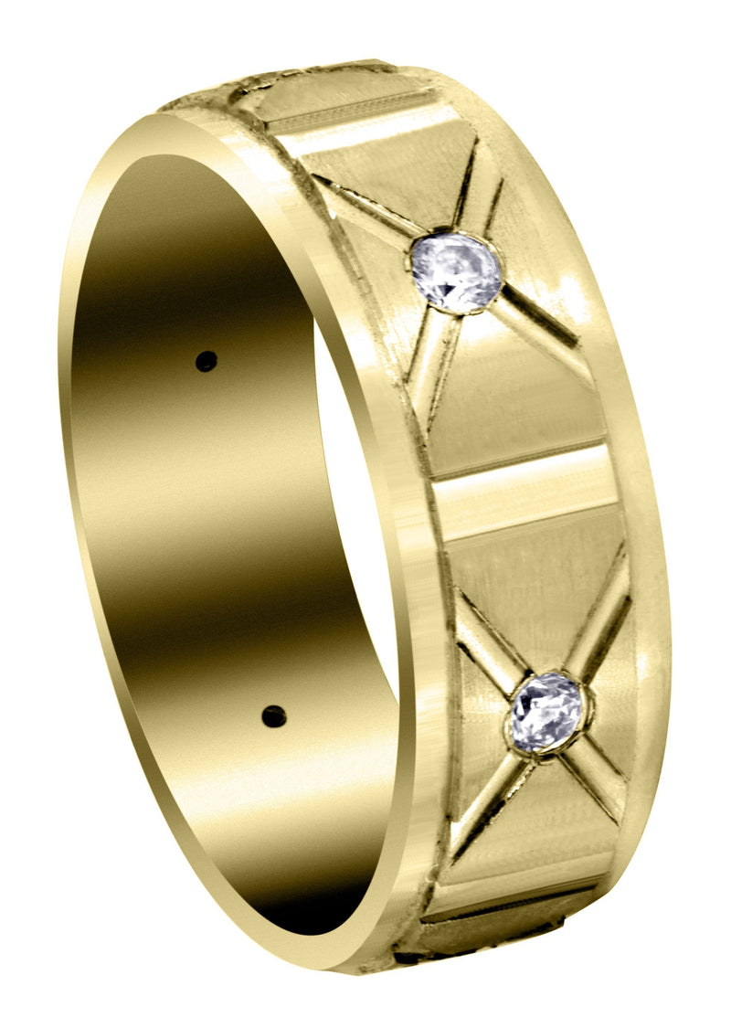 Yellow Gold Diamond Mens Wedding Band | 0.3 Carats | Satin Finish (Enzo)