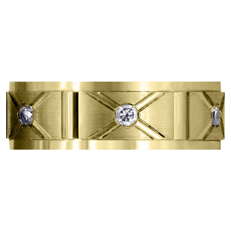 Yellow Gold Diamond Mens Wedding Band | 0.3 Carats | Satin Finish (Enzo)