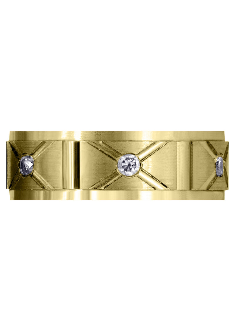 Yellow Gold Diamond Mens Wedding Band | 0.3 Carats | Satin Finish (Enzo)
