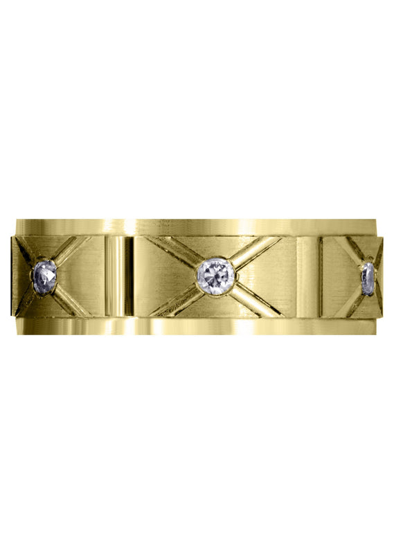 Yellow Gold Diamond Mens Wedding Band | 0.3 Carats | Satin Finish (Enzo)