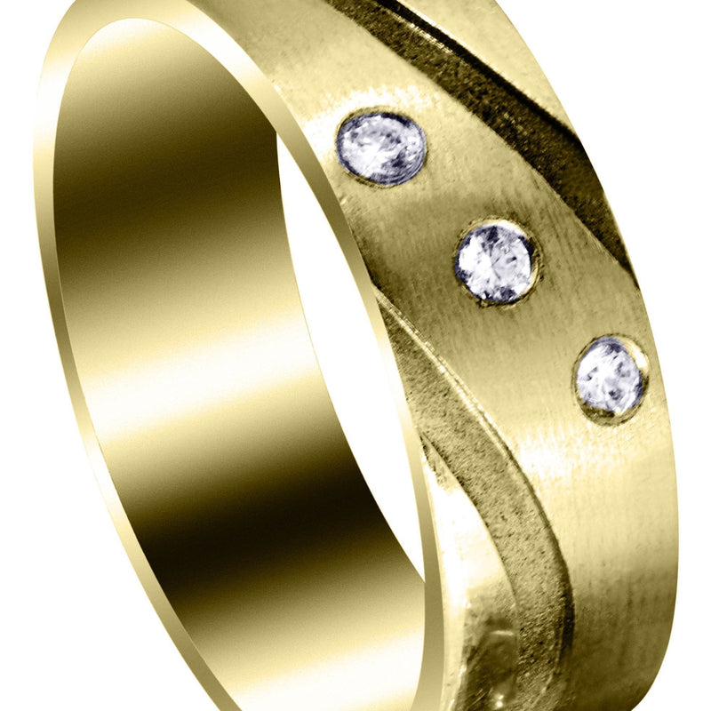 Yellow Gold Contemporary Diamond Mens Engagement Ring | 0.09 Carats (Tanner)