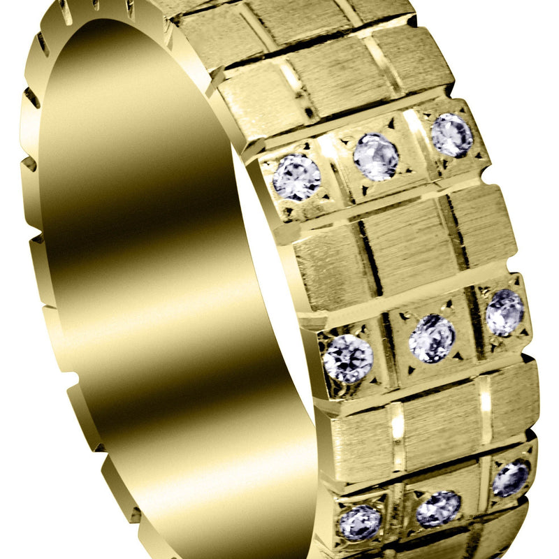 Yellow Gold Classic Diamond Mens Wedding Band | 0.18 Carats (Myles)