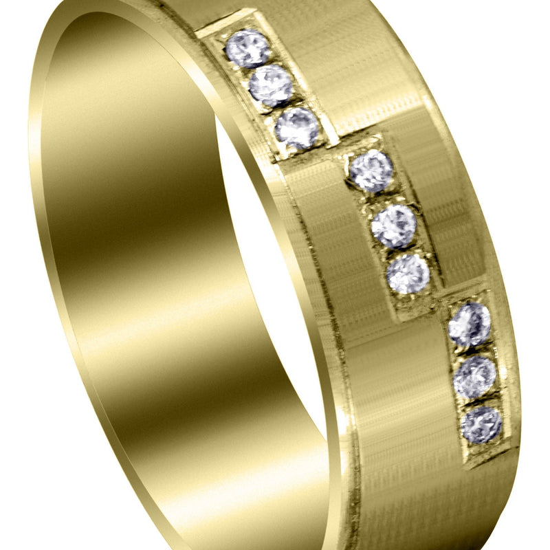 Yellow Gold Classic Diamond Mens Wedding Band | 0.135 Carats (Dawson)