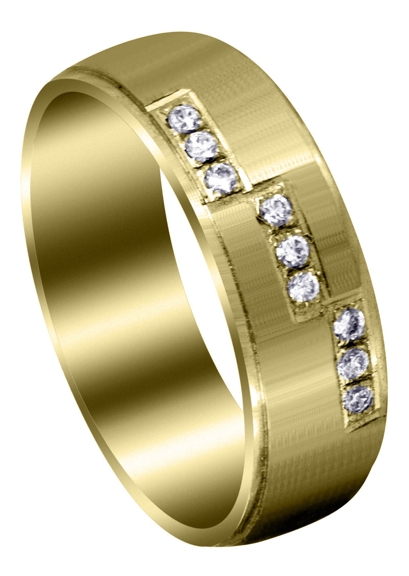 Yellow Gold Classic Diamond Mens Wedding Band | 0.135 Carats (Dawson)