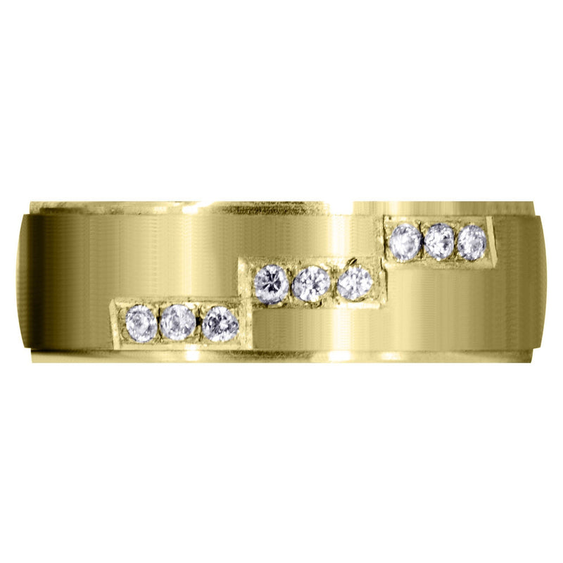 Yellow Gold Classic Diamond Mens Wedding Band | 0.135 Carats (Dawson)