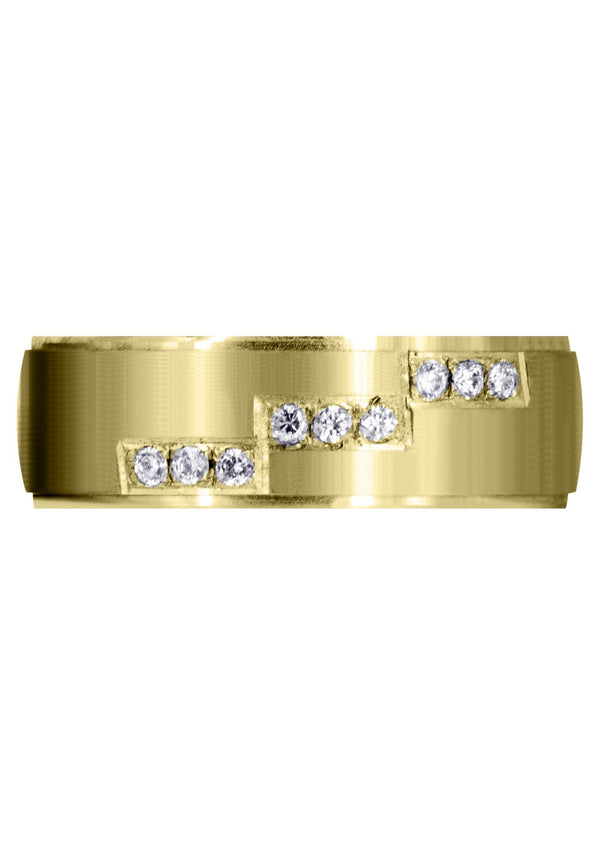 Yellow Gold Classic Diamond Mens Wedding Band | 0.135 Carats (Dawson)