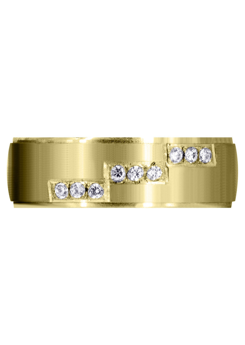 Yellow Gold Classic Diamond Mens Wedding Band | 0.135 Carats (Dawson)