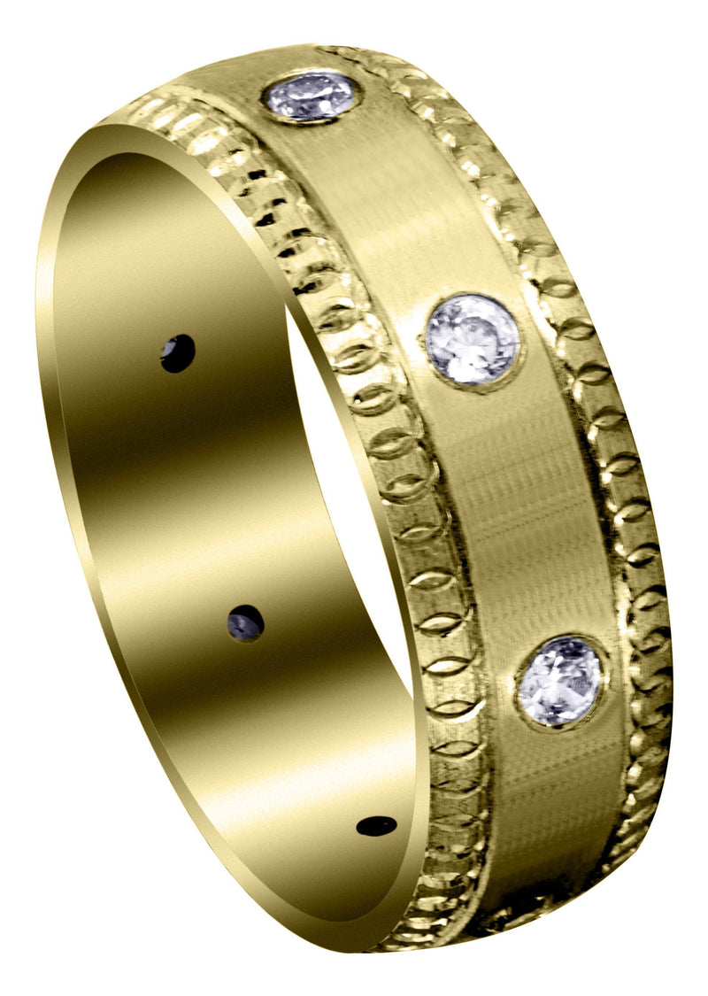 Yellow Gold Classic Diamond Mens Wedding Band | 0.4 Carats (Gage)