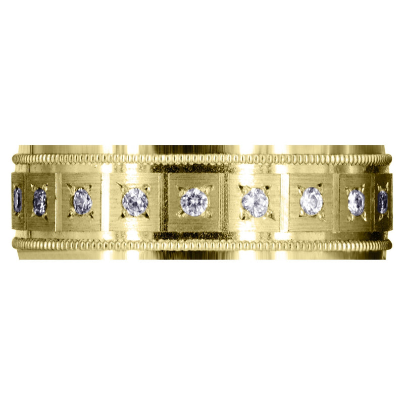 Yellow Gold Classic Diamond Mens Wedding Band | 0.4 Carats (River)