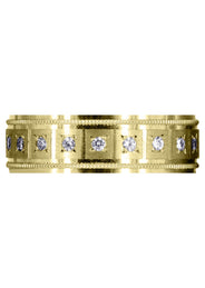 Yellow Gold Classic Diamond Mens Wedding Band | 0.4 Carats (River)