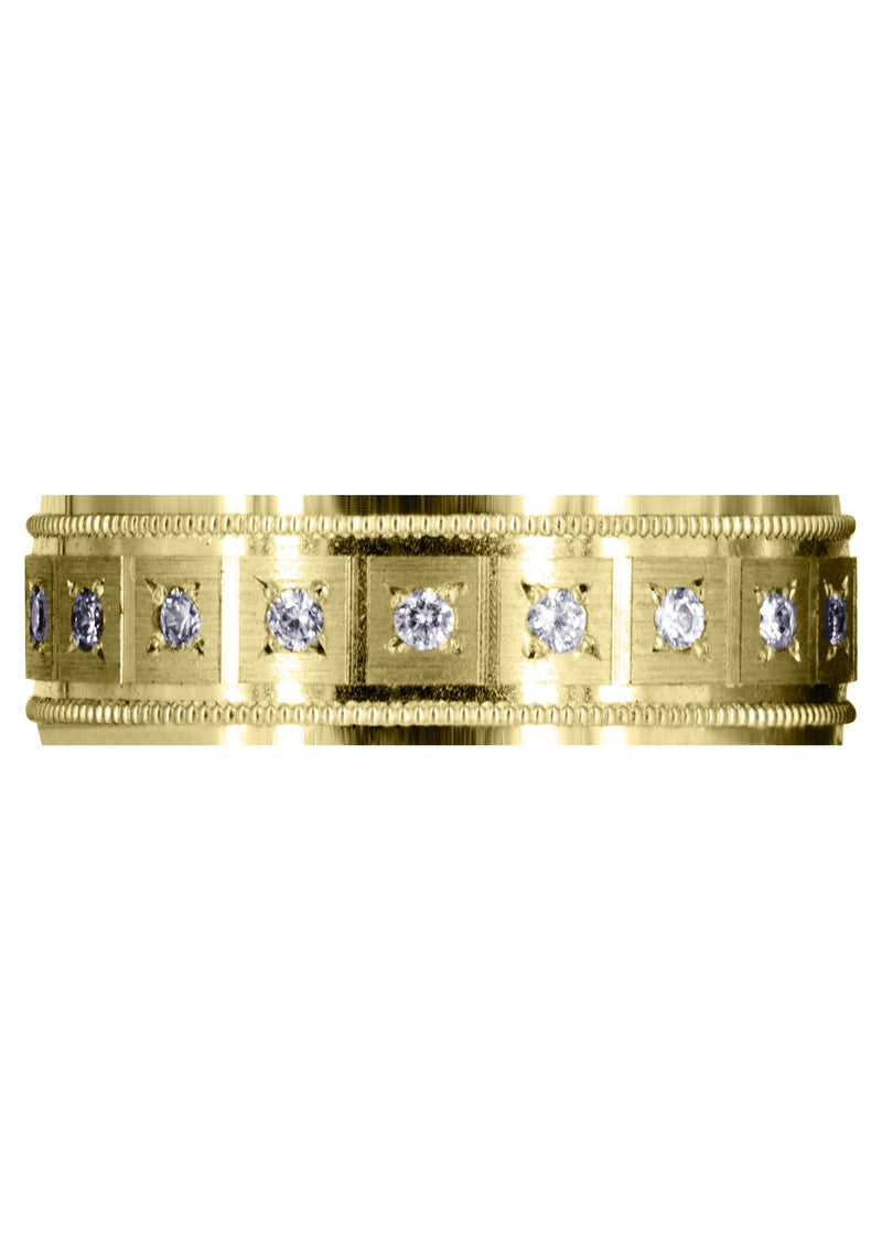 Yellow Gold Classic Diamond Mens Wedding Band | 0.4 Carats (River)