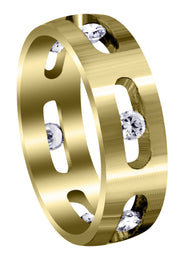 Yellow Gold Diamond Mens Engagement Ring | 0.6 Carats | Satin Finish (Dakota)