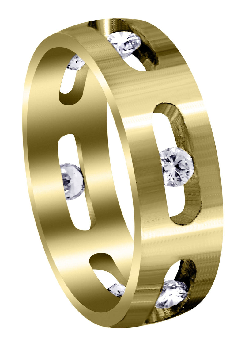 Yellow Gold Diamond Mens Engagement Ring | 0.6 Carats | Satin Finish (Dakota)