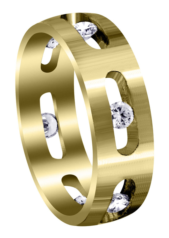 Yellow Gold Diamond Mens Engagement Ring | 0.6 Carats | Satin Finish (Dakota)