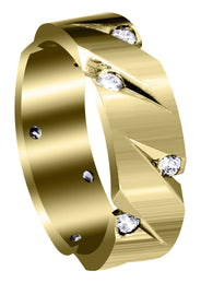 Yellow Gold Diamond Mens Wedding Band | 0.5 Carats | Satin Finish (Fabian)