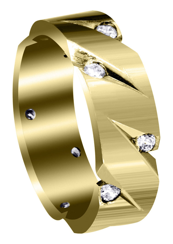 Yellow Gold Diamond Mens Wedding Band | 0.5 Carats | Satin Finish (Fabian)