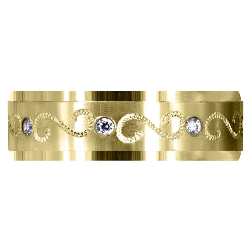 Yellow Gold Diamond Mens Wedding Band | 0.16 Carats | Satin Finish (Quinn)