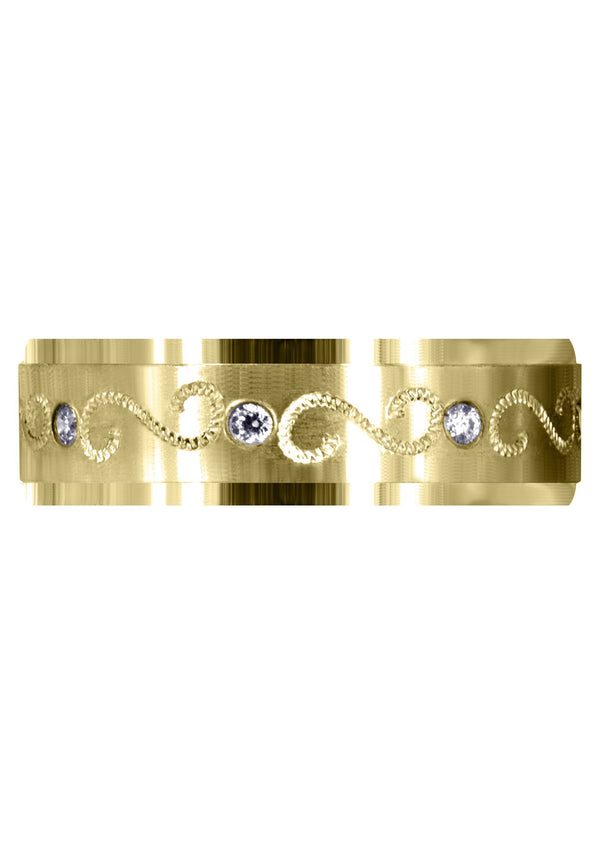 Yellow Gold Diamond Mens Wedding Band | 0.16 Carats | Satin Finish (Quinn)