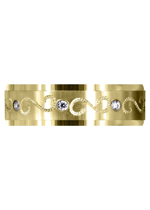 Yellow Gold Diamond Mens Wedding Band | 0.16 Carats | Satin Finish (Quinn)